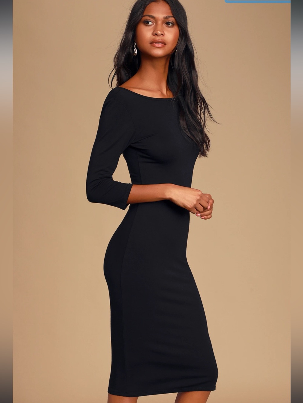 New Lulus Classic Black Midi Sheath Dress - Sleek Women's Dress Sz XL